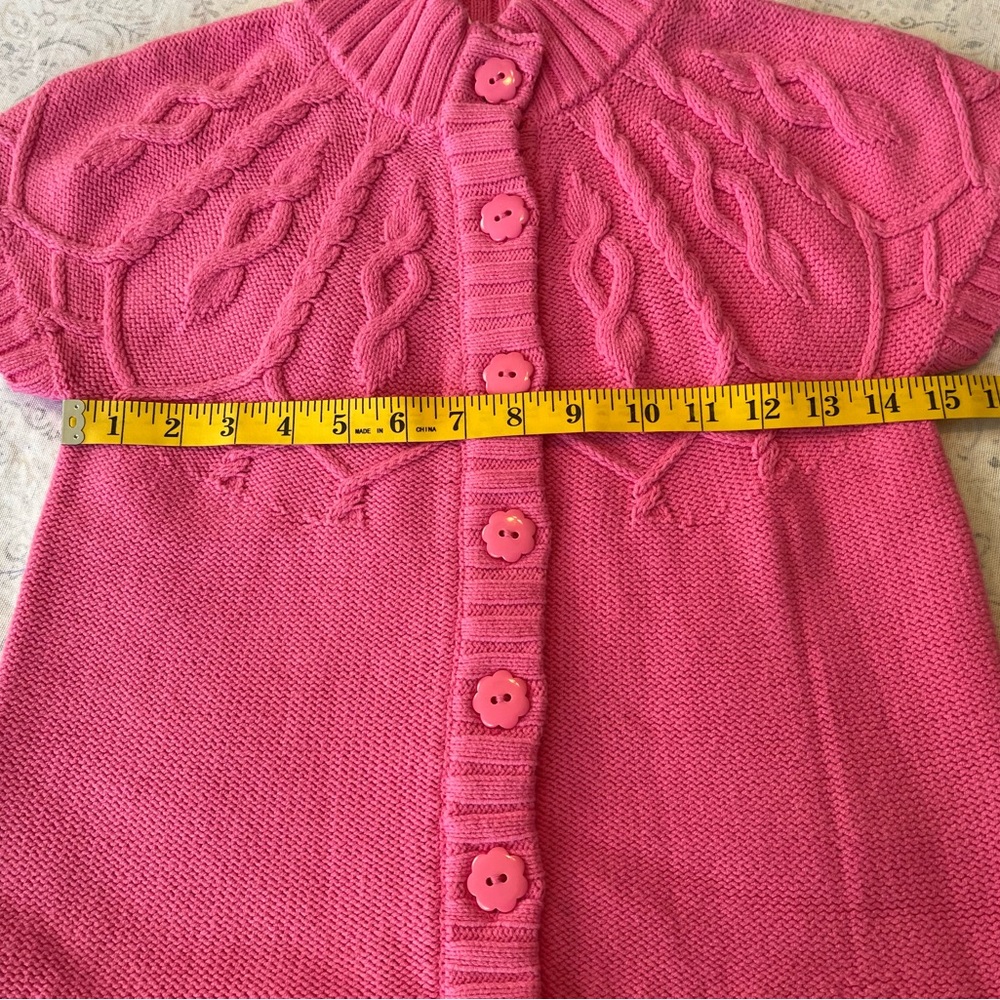 Gymboree Bright Pink Button-Up‎ Cardigan, short sleeve, crew neck, size M 7/8 - Picture 3 of 9
